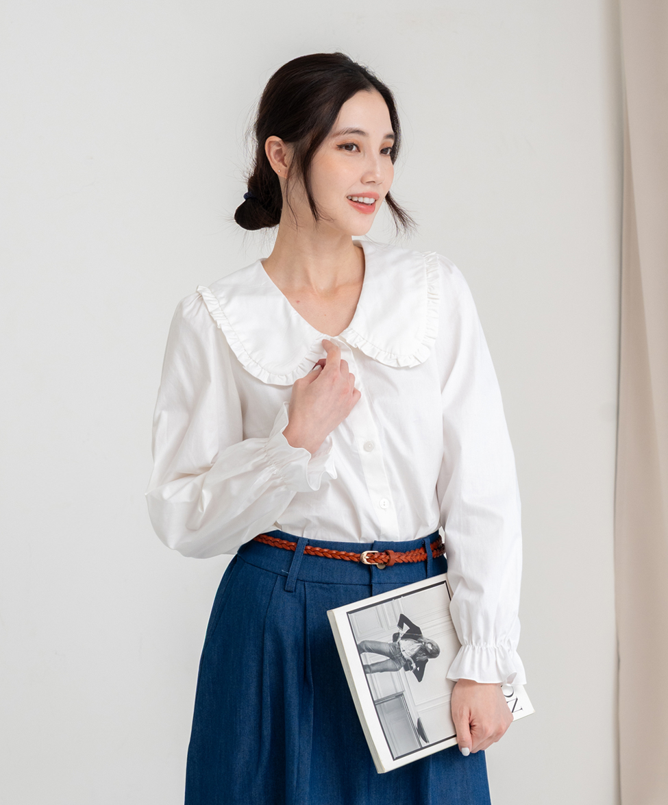 GT 皺褶大領子襯衫