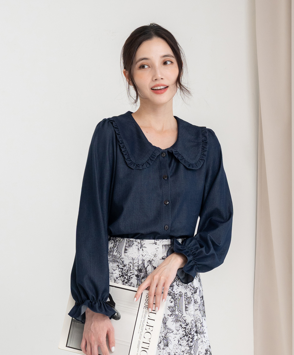 GT 皺褶大領子襯衫