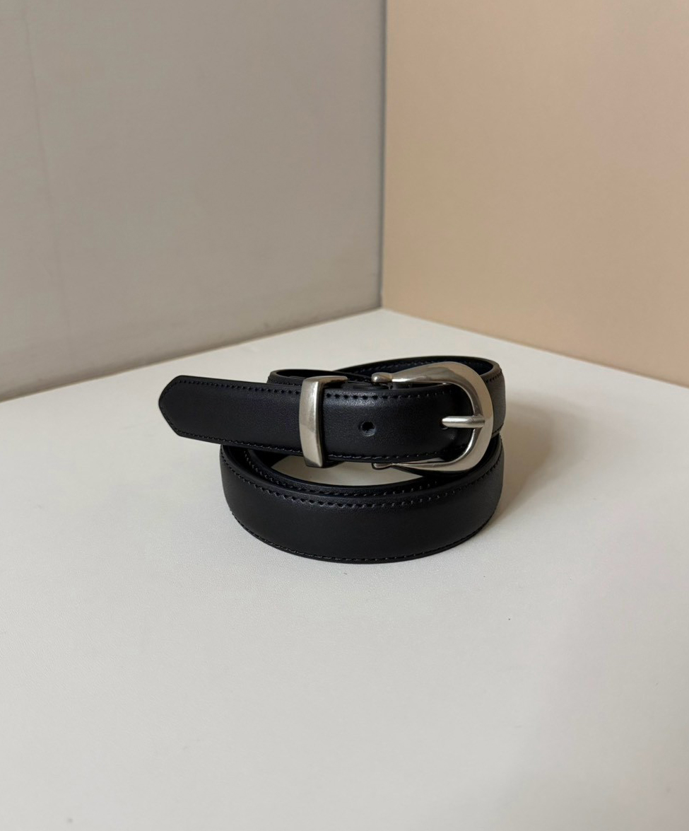 特製馬蹄釦銀釦真皮皮帶